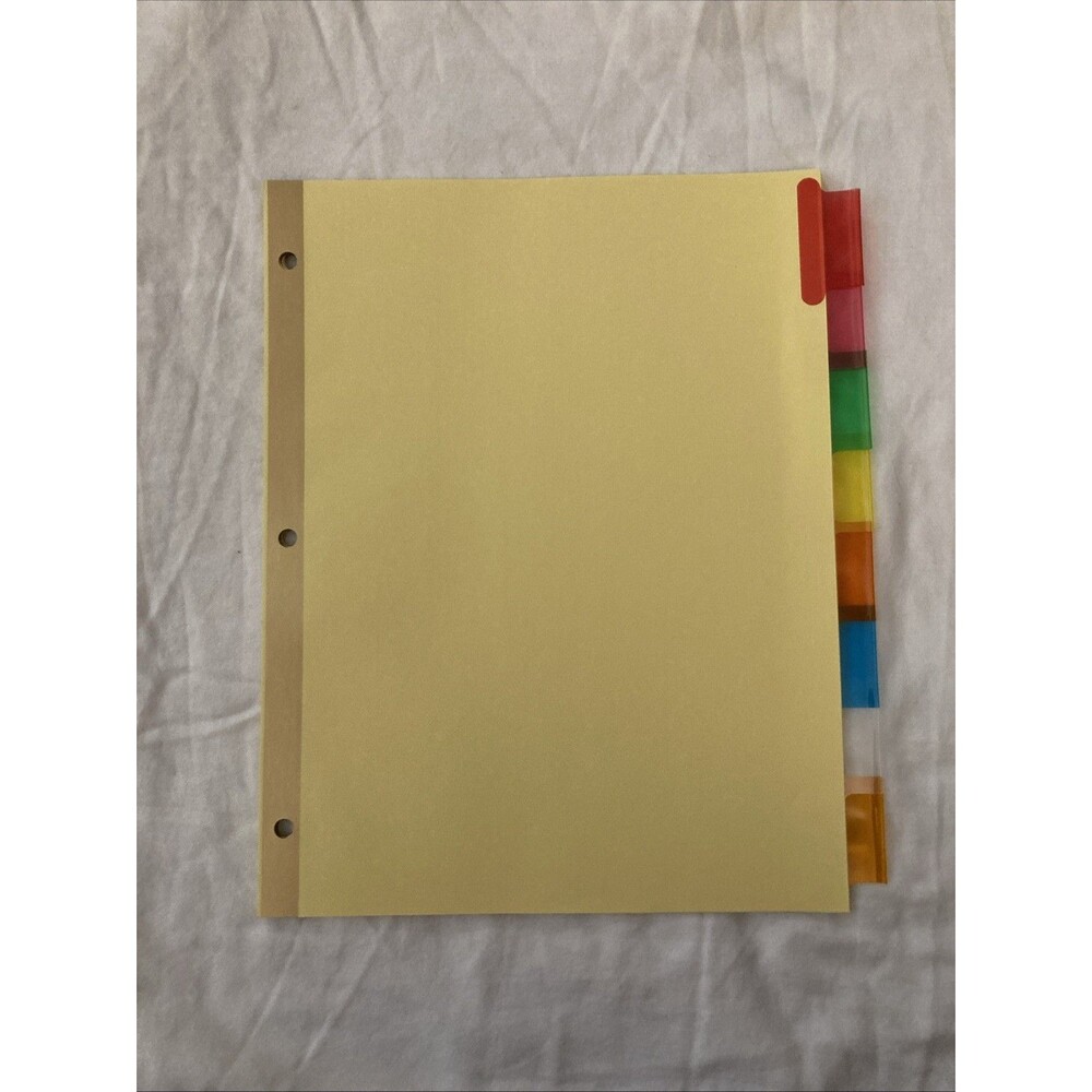 Unbranded 11”x8.5” Paper Yellow Binder Divider | Full Set (8 Sheets)